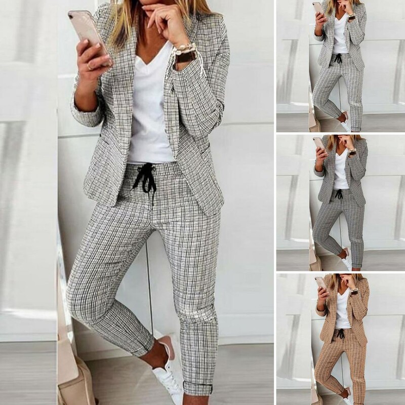 Lady Outfit szett Slim Fit, kétrészes, nyitott öltésű női blézernadrág szett OL Style női blézernadrág szett üzleti útra
