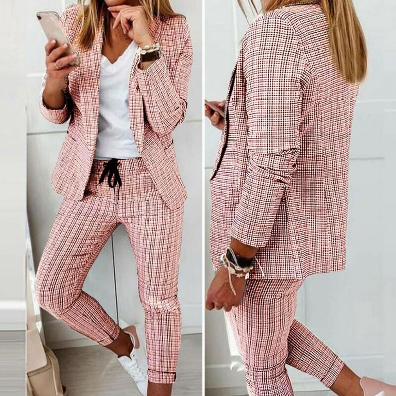 Lady Outfit szett Slim Fit, kétrészes, nyitott öltésű női blézernadrág szett OL Style női blézernadrág szett üzleti útra