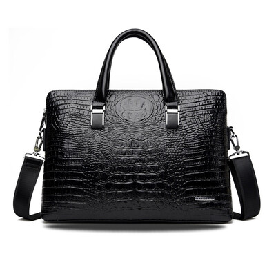 Servietă Geantă Bărbați Piele PU Crocodil Aligator Geanta de mână Laptop 14 Computer Bărbați Umăr Business Messenger Geanta Soț
