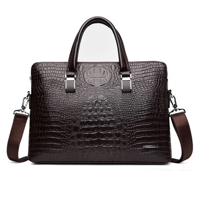 Servietă Geantă Bărbați Piele PU Crocodil Aligator Geanta de mână Laptop 14 Computer Bărbați Umăr Business Messenger Geanta Soț