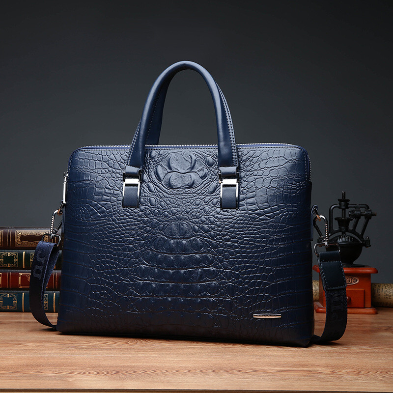 Servietă Geantă Bărbați Piele PU Crocodil Aligator Geanta de mână Laptop 14 Computer Bărbați Umăr Business Messenger Geanta Soț
