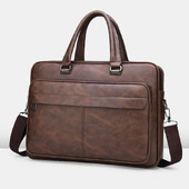 PU bőr válltáska, nagy kapacitású, hordozható alkalmi és vízálló, kereszttestű irattáska férfiaknak aktatáska férfi bőrtáska