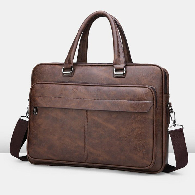 PU Δερμάτινη τσάντα ώμου Μεγάλης χωρητικότητας Φορητή Casual και αδιάβροχη τσάντα εγγράφων χιαστί για άνδρες Χαρτοφύλακας