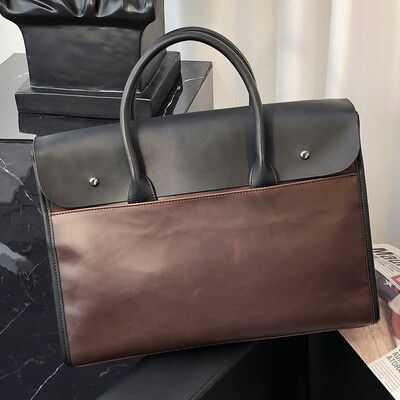 Vintage Crazy Horse aktatáska utazási valódi bőr kézitáska luxus férfi futár számítógép válltáska 14 hüvelykes laptop