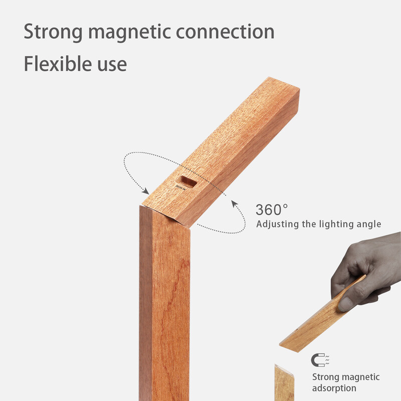 Lampă de masă din lemn Lampă de noptieră rotativă pentru dormitor Lampă de masă cu LED-uri pentru protecție a ochilor Lampă de masă de design Nordic Simplicity