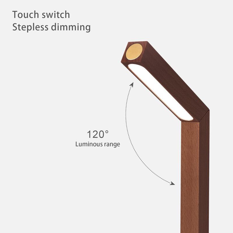 Lampă de masă din lemn Lampă de noptieră rotativă pentru dormitor Lampă de masă cu LED-uri pentru protecție a ochilor Lampă de masă de design Nordic Simplicity
