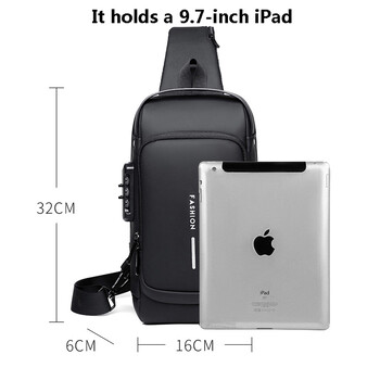 Мъжка многофункционална USB чанта за рамо против кражба Човек Crossbody Cross Body Travel Sling Чанти за гърдите Пакет Messenger Pack за мъже