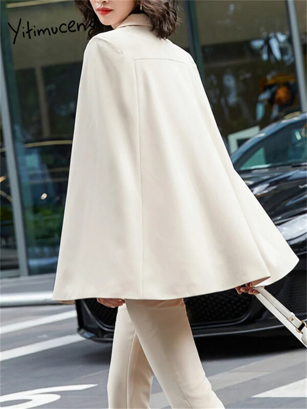 Yitimuceng Női blézerek Új koreai elegáns Silm lehajtható gallér öv hosszú ujjú kabátok irodai női zsebek alkalmi kabát