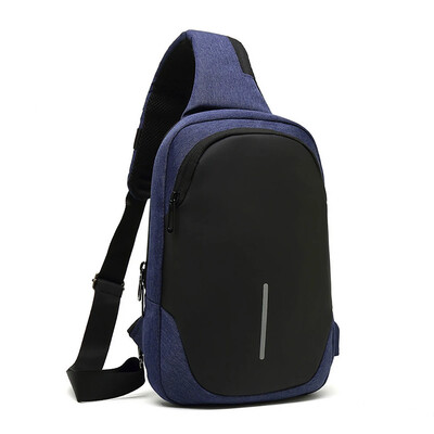 SWISS Jauna vīriešu ikdienas krūšu soma Sporta ūdensnecaurlaidīga plecu soma Pretaizdzīšanas Crossbody Bag Mode vienkrāsains USB somas stropu komplekts