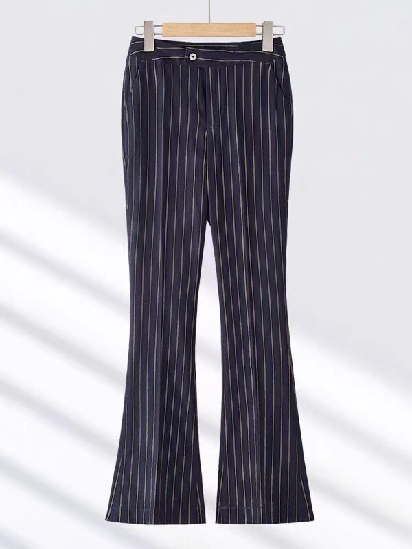 NAVIU Fashion Γυναικεία Γυναικεία Γυναικεία Γυναικεία Επίσημη Χρυσή ρίγες Σετ κοστούμι παντελόνι Γυναικείο επαγγελματικό σακάκι και παντελόνι