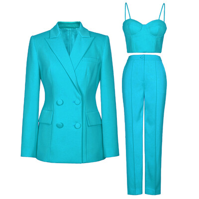 Spot 2024 őszi tél új, kiváló minőségű temperamentum ingázó piros ünnepi professzionális női öltöny három részes szett