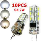 10vnt G4 Mini LED lemputės 2W silikoninė lempa 3014SMD 12V 220V LED šviesa šalta/neutrali/šiltai balta lemputė namų šviestuvui