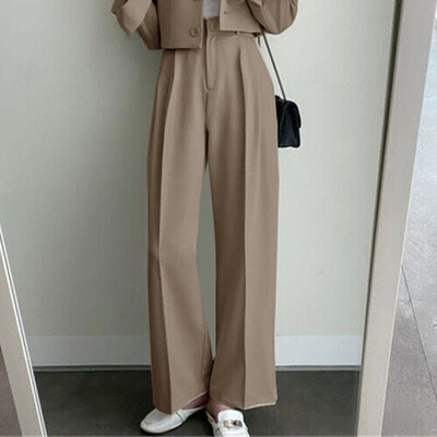 Two Piece Sets Γυναικεία ρούχα 2023 Φθινοπωρινά Γυναικεία Παντελόνια Κορεατικά Blazer Κοστούμια Μακρυμάνικο Μόδα Παλτό Μαύρο ψηλόμεσο παντελόνι