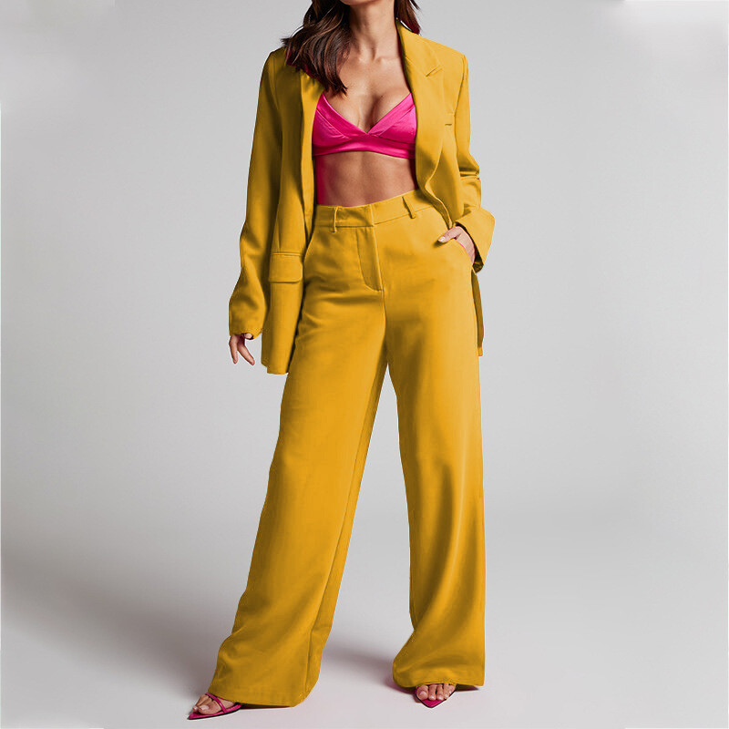 BAMBOOBOY Modni ležerni ženski komplet sakoa Elegantne duge hlače Sako odijelo Jednobojni dvodijelni uredski damski jesensko-zimski komplet