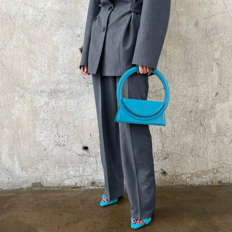 2024. gads. Sloid Color ikdienišķs žakete un bikškostīms, nogriežams apkakle, trīs pogu jaka un bikšu sieviešu uzvalks divdaļīgi