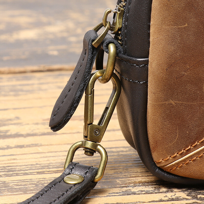 LEATHFOCUS Visokokvalitetna muška luksuzna kožna torbica sa spojkom, vintage kožni novčanik, kreativna torbica za novčiće, torbica za telefon