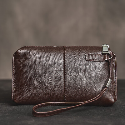 Férfi valódi bőrből készült nagy kapacitású kuplungtáska felső rétegű marhabőr kézitáska alkalmi puha bőr hosszú pénztárca mobiltelefon táska