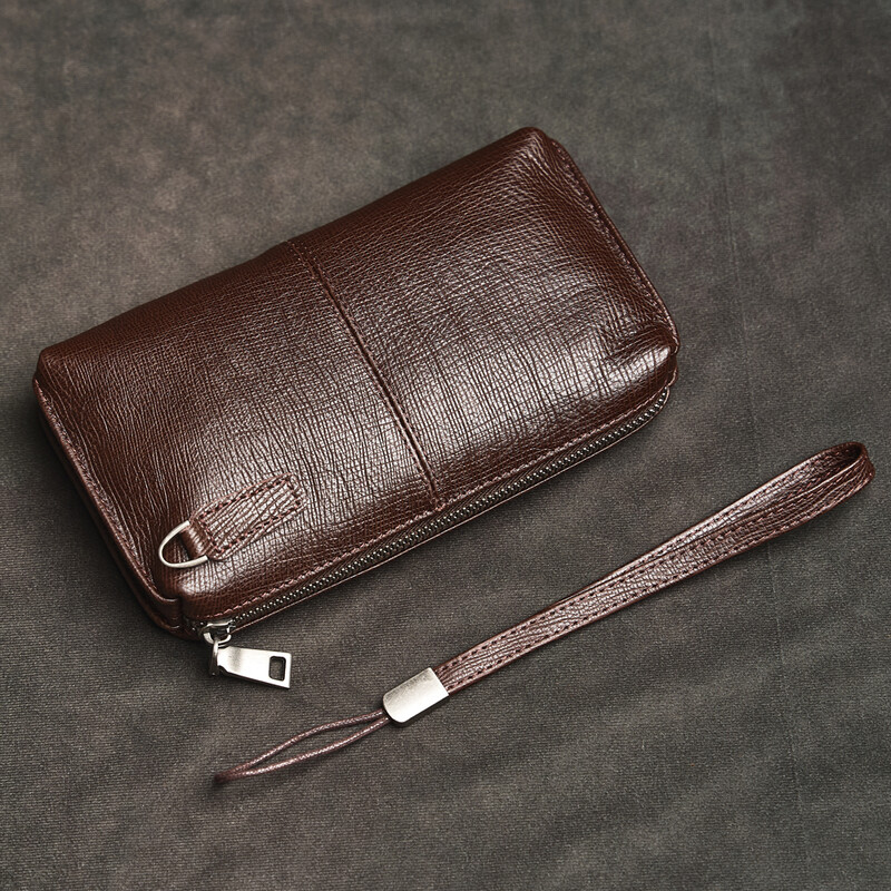 Férfi valódi bőrből készült nagy kapacitású kuplungtáska felső rétegű marhabőr kézitáska alkalmi puha bőr hosszú pénztárca mobiltelefon táska