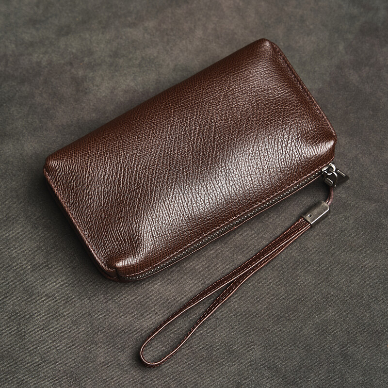 Férfi valódi bőrből készült nagy kapacitású kuplungtáska felső rétegű marhabőr kézitáska alkalmi puha bőr hosszú pénztárca mobiltelefon táska