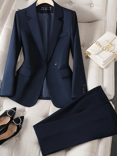 Yitimuceng biroja apģērbu sieviešu uzvalku komplekts 2023. gada rudens modes jauns, elegants žakete ar vienu pogu ar garām piedurknēm + bikškostīmi ar augstu jostasvietu