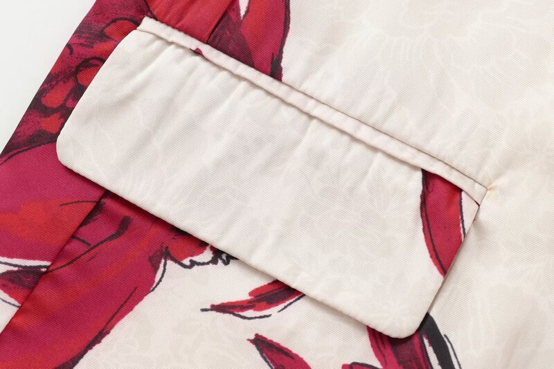 TRAFZA Ženska odijela s starinskim cvjetnim printom, V izrezom, prevelikim sakoom s dugim rukavima i širokim nogavicama s visokim strukom, modna odijela za jesen 2024.