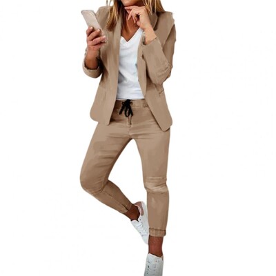 1 set elegantnog formalnog kompleta odijela Blejzer hlače dugih rukava Blejzer s otvorenim šavom Hlače s elastičnim strukom na vezanje gležnjača