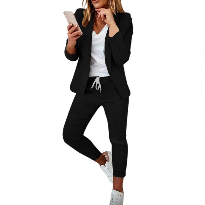 1 set elegantnog formalnog kompleta odijela Blejzer hlače dugih rukava Blejzer s otvorenim šavom Hlače s elastičnim strukom na vezanje gležnjača
