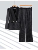 Korea kevadsügise naiste elegantsed kontoritööd, triibulised bleiserid ja laia säärega püksikomplektid. Moodsad ülisuured kaheosalised ülikonnad Trend