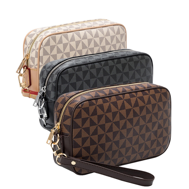 Poșetă pentru bărbați noi Poșetă din piele pentru încheietura mâinii, genți de mână clasice cu flori, buzunar pentru telefon, cu fermoar, geantă pentru monede, sac vintage la îndemână