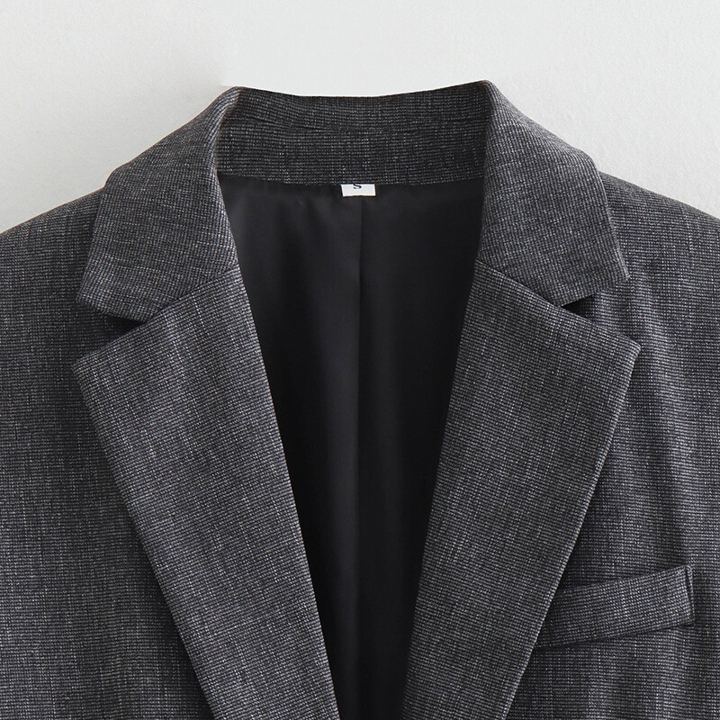 UETEEY sieviešu eleganti modes pelēki bikses uzvalki sievietēm, kabatas, pogas, bleizeri, sānu rāvējslēdzēja bikses, eleganti sieviešu kostīmi