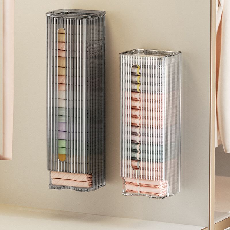 Cutie organizatoare de depozitare din acril pentru chiloți, lenjerie de corp, șosete, suport de depozitare pentru agățat pe perete, distribuitor de pungi de plastic pentru gunoi de bucătărie