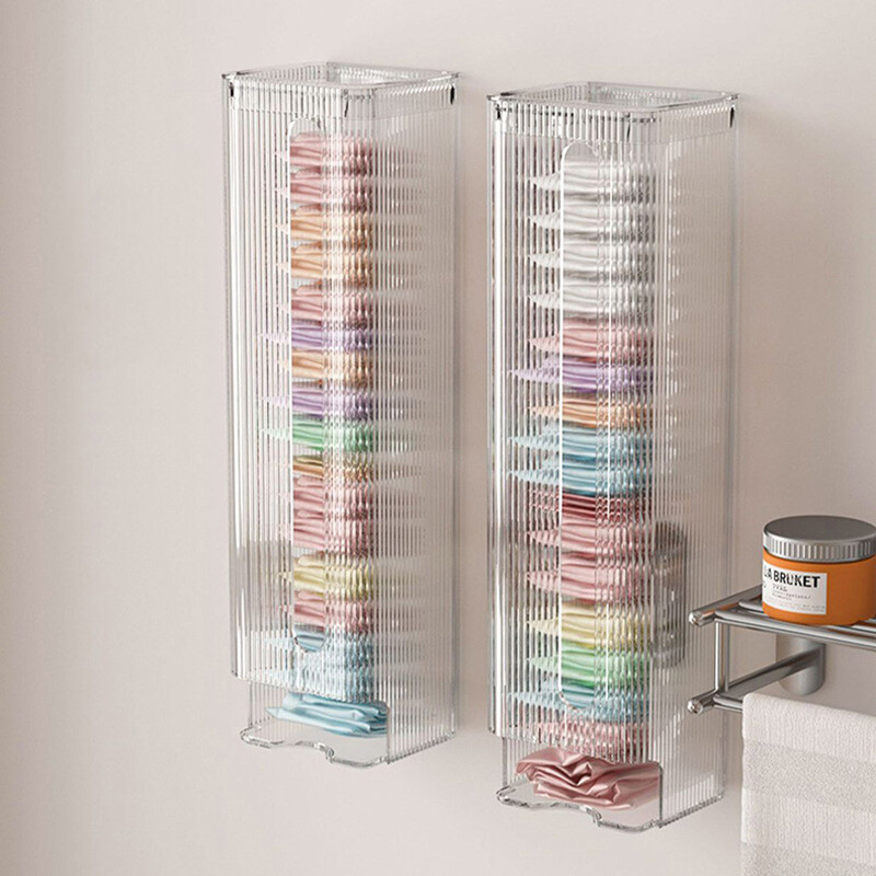 Cutie organizatoare de depozitare din acril pentru chiloți, lenjerie de corp, șosete, suport de depozitare pentru agățat pe perete, distribuitor de pungi de plastic pentru gunoi de bucătărie
