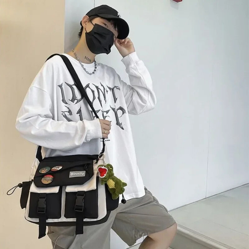 Harajuku Vīriešu neilona Crossbody Somas sievietēm Kurjersoma Meiteņu Skolas Grāmatu Somas Jauniešu Kanvas Rokassomas Plecu soma Sac Bolsas