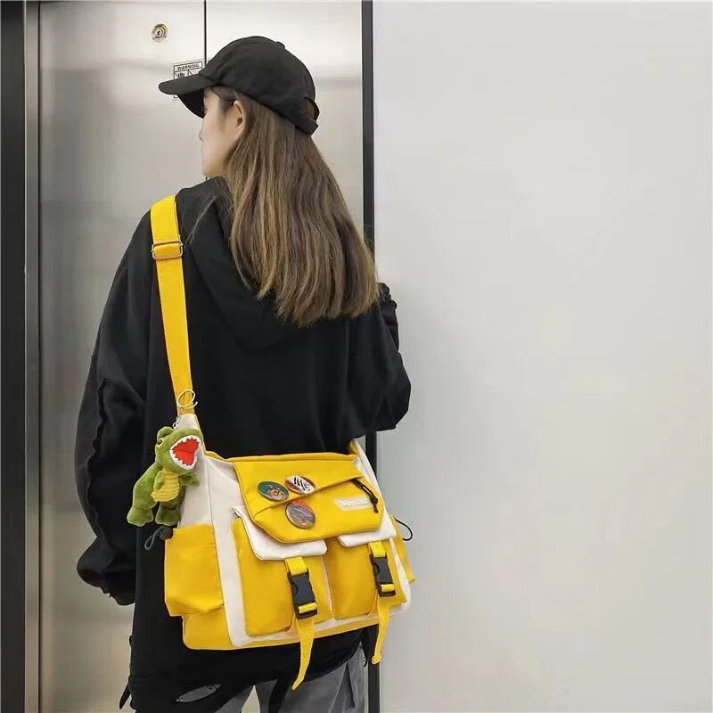 Harajuku Vīriešu neilona Crossbody Somas sievietēm Kurjersoma Meiteņu Skolas Grāmatu Somas Jauniešu Kanvas Rokassomas Plecu soma Sac Bolsas