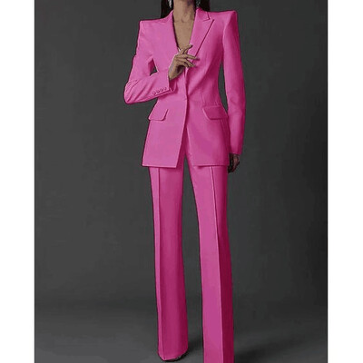 Fehér női öltönyök nadrágok vékony készletek 2 db blézer nadrág egysoros esti parti személyre szabott viselet formális anyaruha