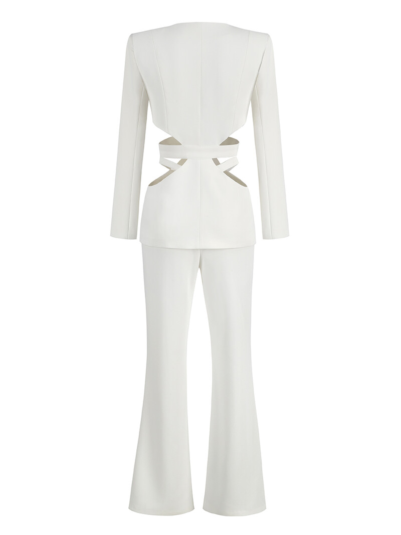 Žensko odijelo Kompleti širokih hlača za žene 2-dijelni jesenski kratki blejzeri sako s dugim rukavima + izdubljene hlače s niskim strukom