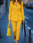 2PCS Proljetni sako odijela Modne jednobojne hlače Odijela Trenirke za uredske dame ZANZEA ženski elegantni OL kompleti radnih hlača