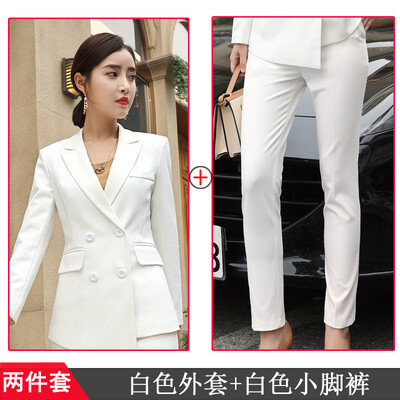 Kétrészes szett méretű formális munkakarrier blézerkabát nadrággarnitúrával piros sötétkék fekete női nadrágkosztüm