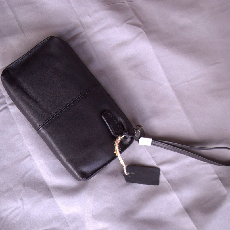 Pochetă AETOO din piele pentru bărbați, geantă de piele super moale pentru încheietura mâinii, geantă la modă și simplă pentru telefonul mobil