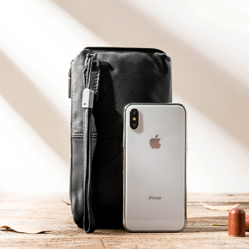 AETOO Muške torbice, muške kožne torbice od mekane kože za ležerne potrebe, dugi novčanici s patentnim zatvaračem, kožne torbe za mobitele