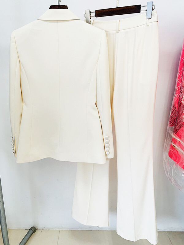 HIGH STREET Jaunākais 2024. gada dizainera skrejceļa uzvalku komplekts sievietēm ar vienu pogu, metāla bloka žakete