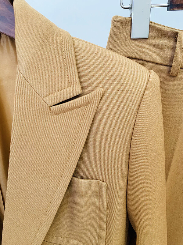 HIGH STREET jaunākās modes 2024. gada dizaineru uzvalku komplekts, sieviešu šauri pieguļošs, izšūšanas bikšu komplekts ar vienu rindu, 2 gab.