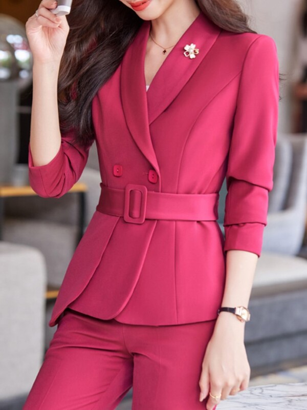 Divatos női vintage irodai blézer nadrágkosztüm Elegáns elegáns öltöny, kabát és nadrág, kétrészes szett, női üzleti nadrágkosztüm