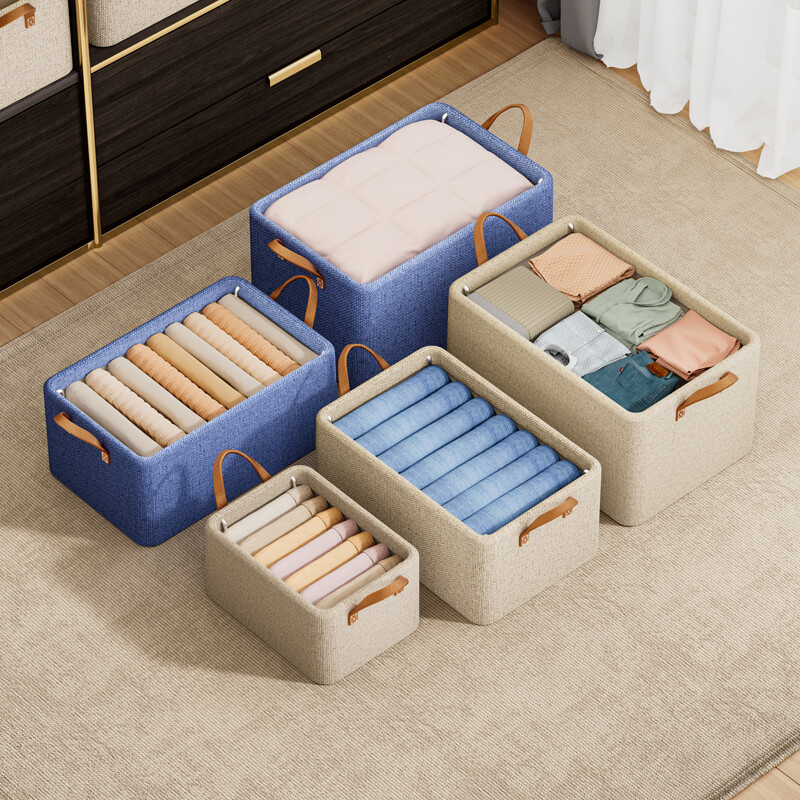 Cadru de oțel pliabil Organizator de haine Cutie de depozitare Blugi Pantaloni Organizare de îmbrăcăminte Dulap Dulap Organizatori de acasă Artefact