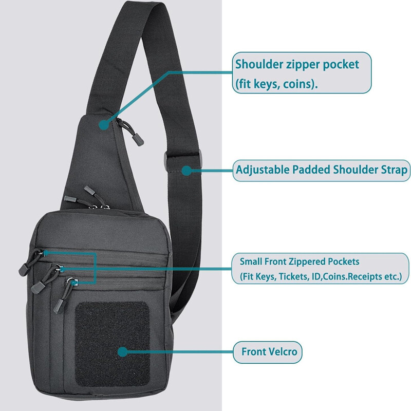 Válltáska táska rejtett kézifegyverek hordozásához Range fegyvertáska mellkasi csomag hevederrel CCW hevedertáska taktikai kereszttartó táska