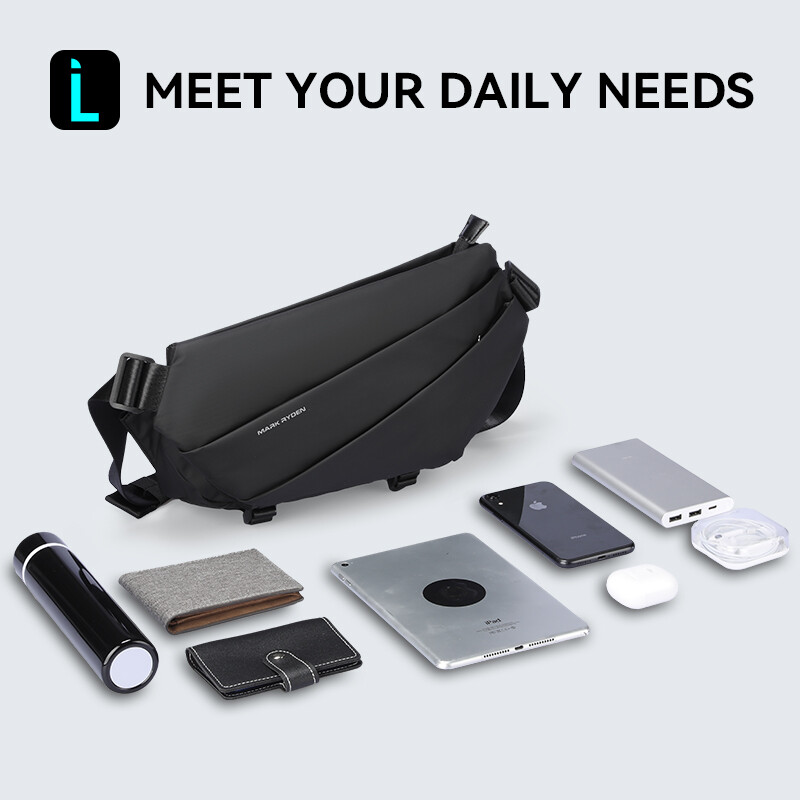 Marka Ridena ādas kurjera soma vīriešiem Ūdensnecaurlaidīga krūšu soma Vienkrāsaina kurjera soma Lielas ietilpības ceļojumu soma