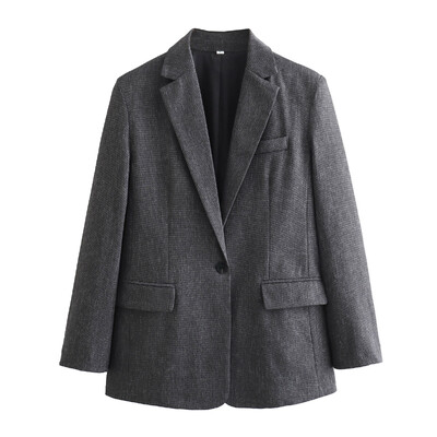 TRAFZA uredski sako za dame Ženski sako s jednim gumbom na rever i hlače, novi modni sako za jesen 2024.