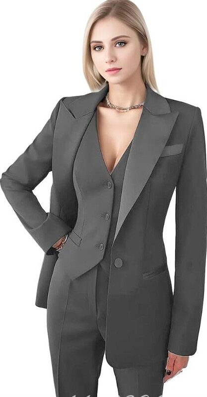 Seturi de costume de birou casual fucsia pentru femei Blazer+Vesti+Pantaloni 3 piese Tuxedo alb de nunta formal pentru tinute de doamna Business