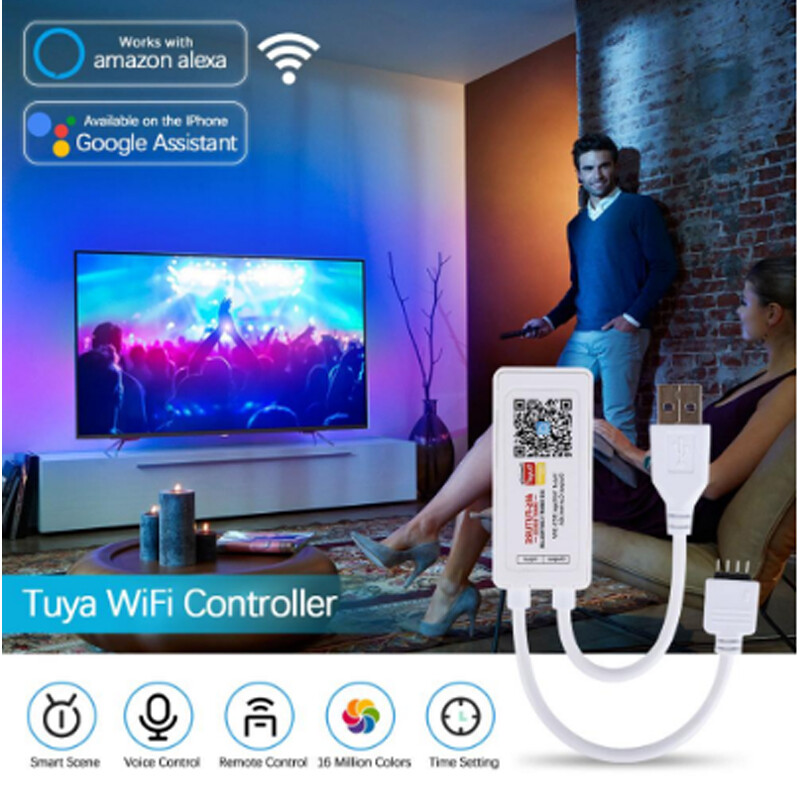 tuya WiFi APP smart mini controler LED USB DC 5v 6A Potrivit pentru 2835 3528 5050 rgb led bandă de culoare Transformă interfața usb