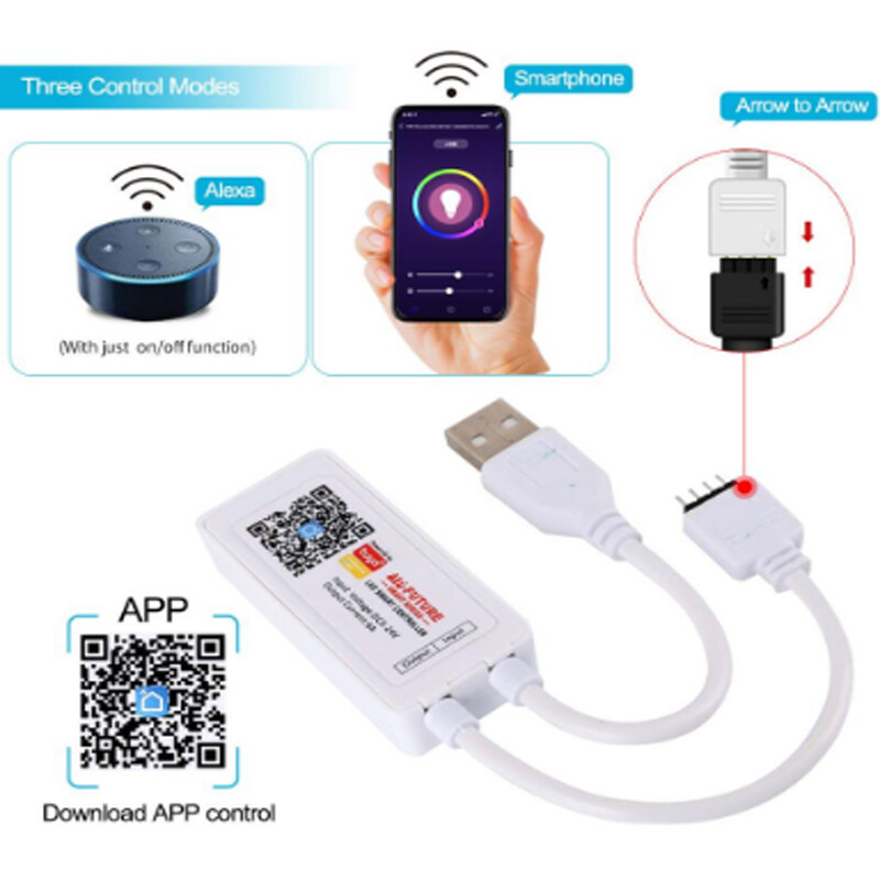 tuya WiFi APP smart mini controler LED USB DC 5v 6A Potrivit pentru 2835 3528 5050 rgb led bandă de culoare Transformă interfața usb